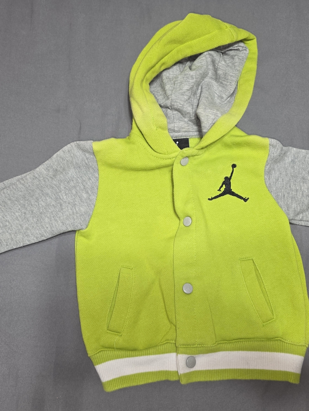 Jordan Youth Lime Green Hooded Jacket with Grey Sleeves